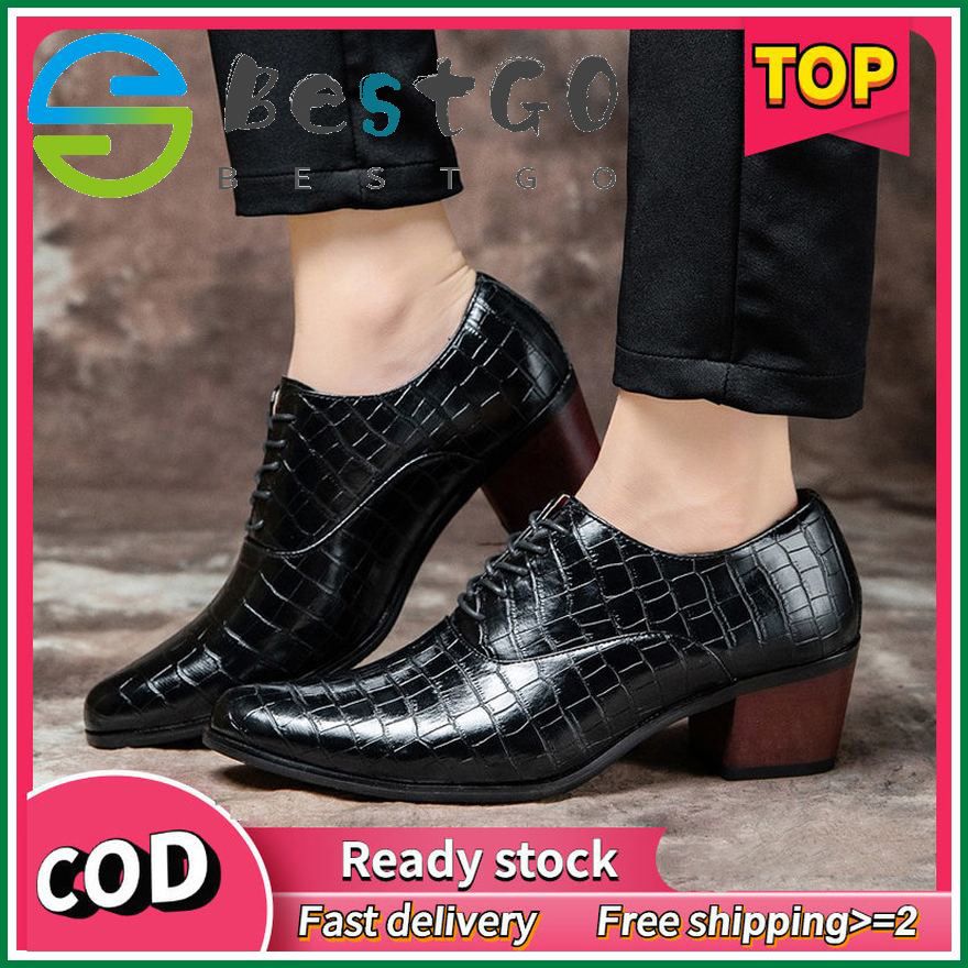 2020 Fashion Formal Shoes Men Leather Shoes For Men Business Shoes Party Shoes Korean Style Casual Leather Shoes Oxford Shoes For Men High Heels Pointed Toe Leather Shoes