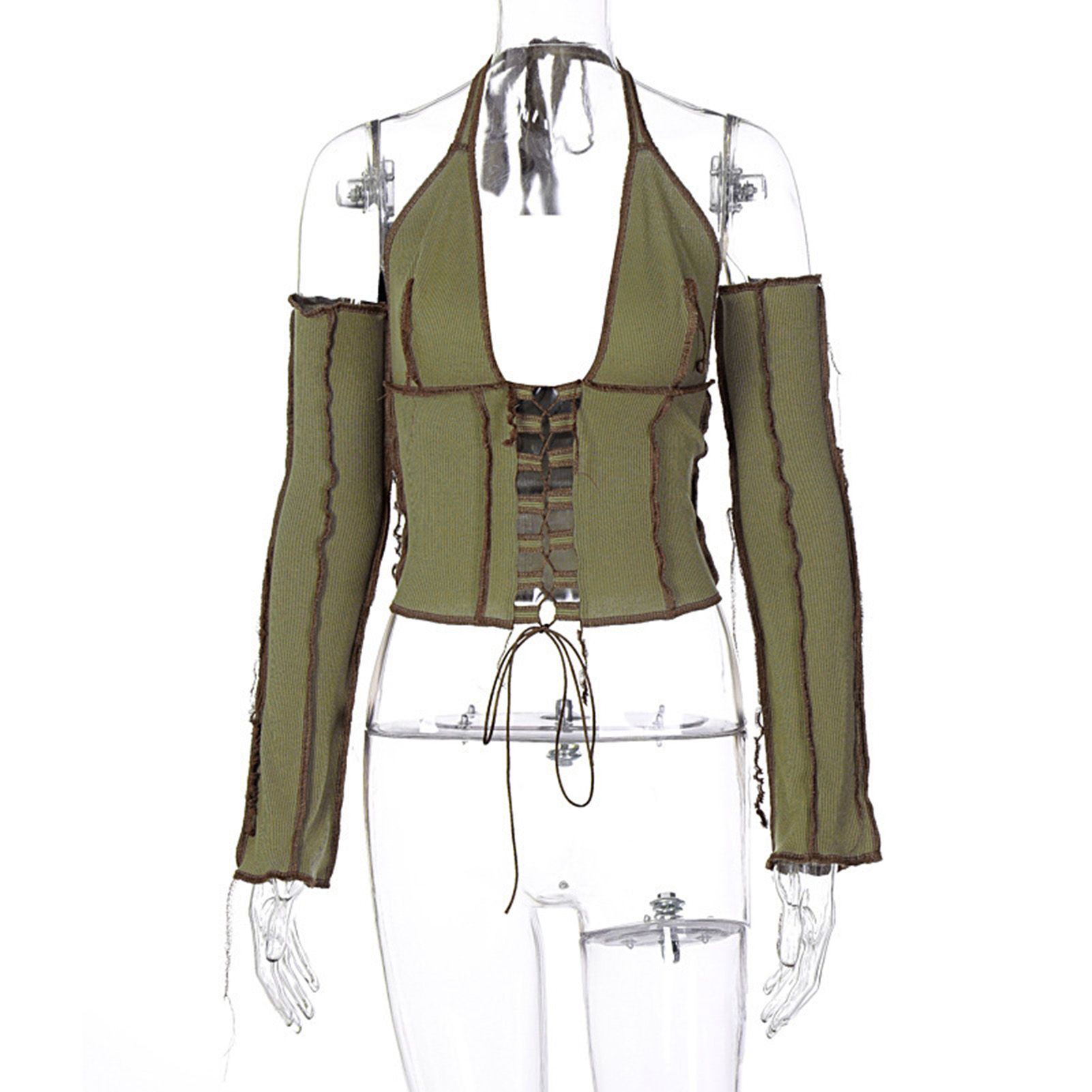 Women Blouse Hollow Solid Color Spring Blouse