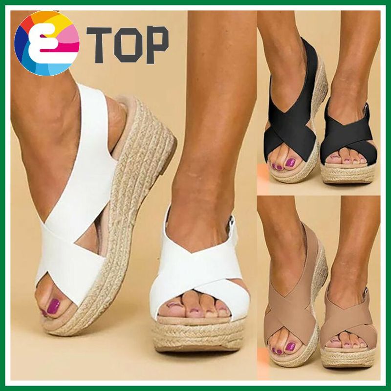 Women Wedge Platform Sandals Espadrille Ankle Strappy Peep Toe Summer Shoes Size