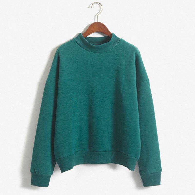 Female Autumn Winter Sweatshirt Long Sleeve Loose Fleece Pullover Tops Women Simple Basic Daily Casual Solid Sweatshirts