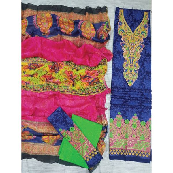 Cotton Screen Printed Unstitch Three Pieces For Women NF477