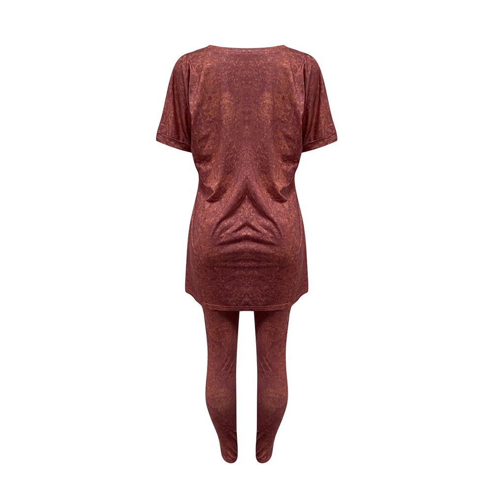 Women Casual Velvet Outfit Set, Solid V-Neck Half Sleeves Blouse + Pleat Skinny Long Pants Tracksuit Set