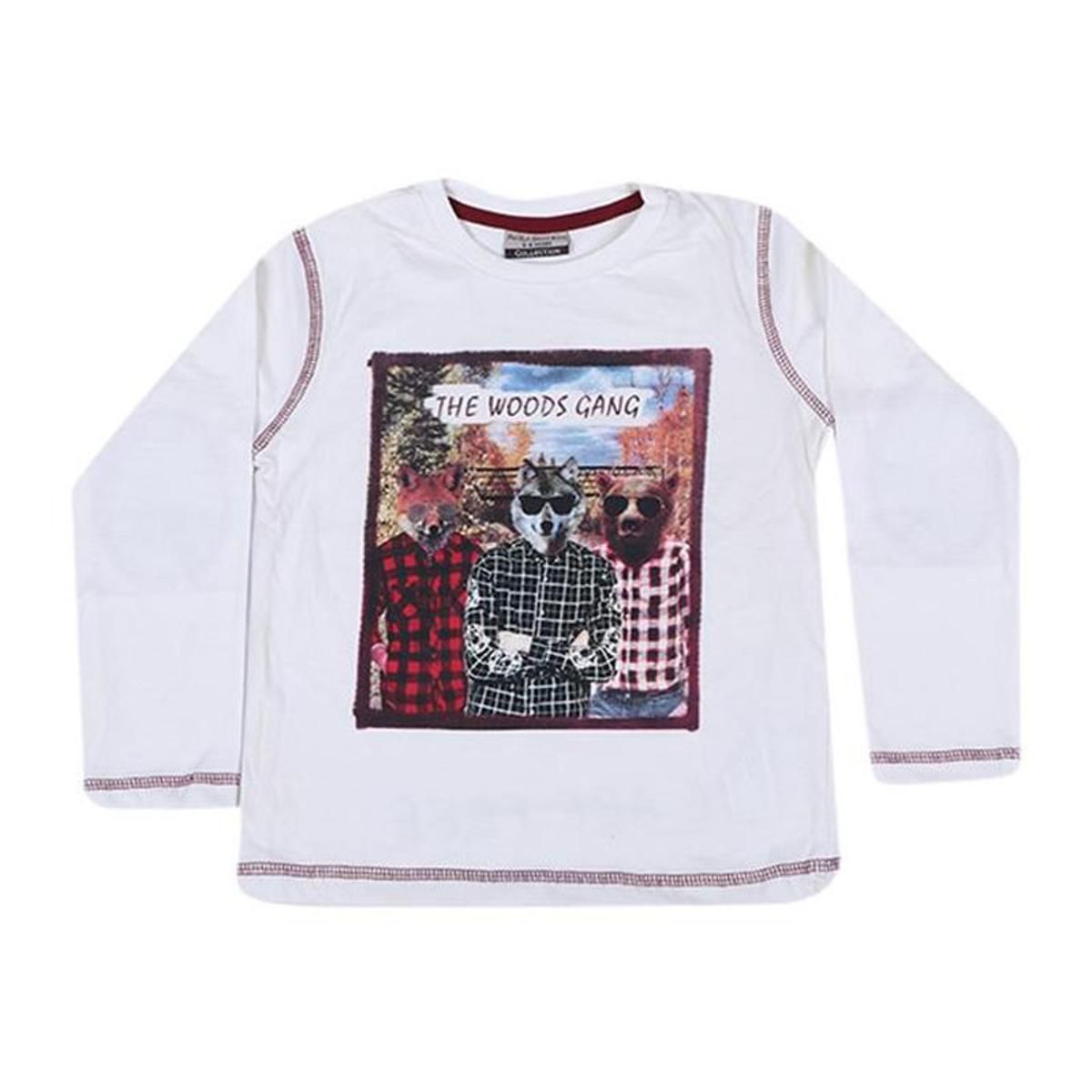 Snow Color Cotton Full Sleeve T-Shirt For Boys
