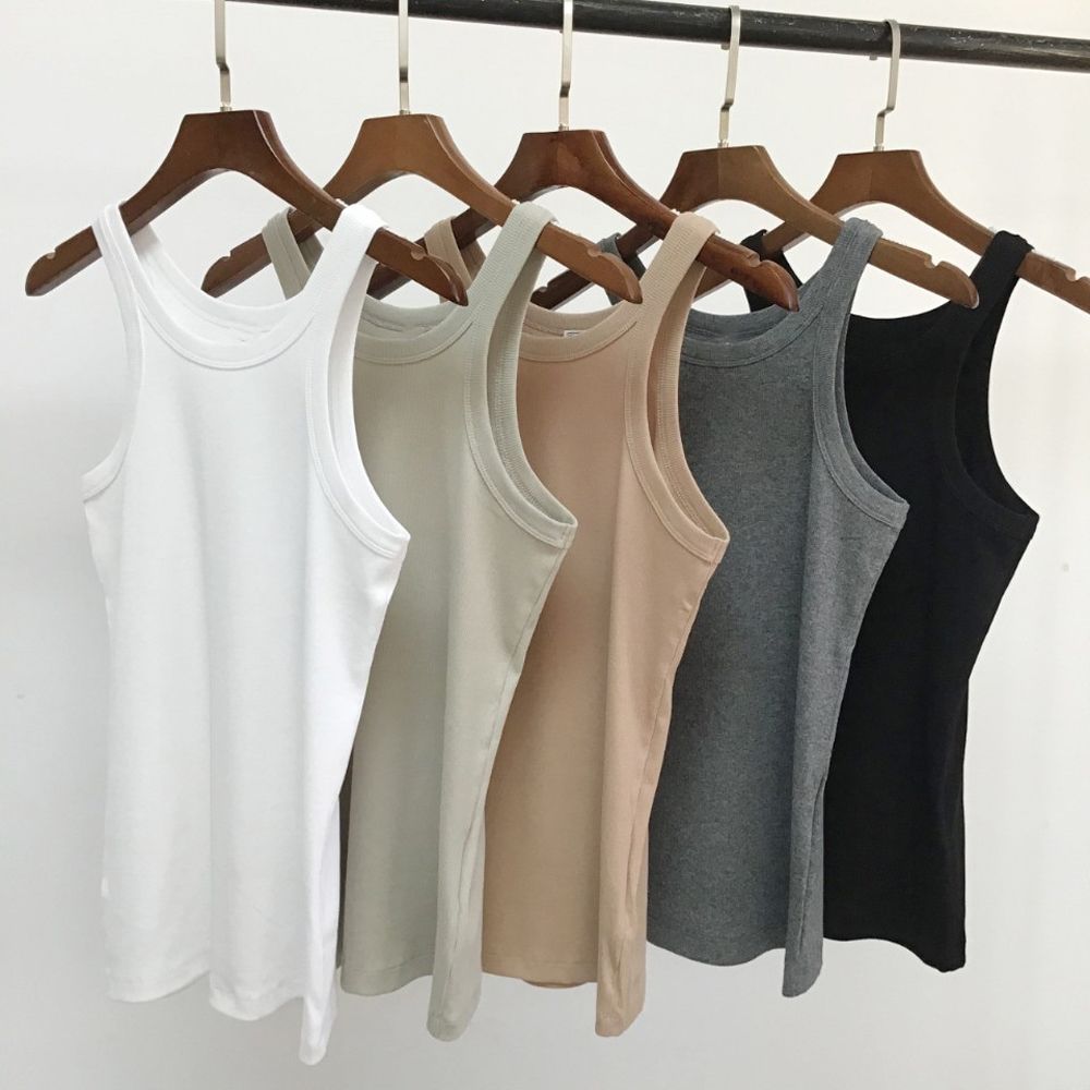 Women Sleeveless Tank Top lady Slim Stretch O-neck Vest Slim Camis Casual Bottoming Top