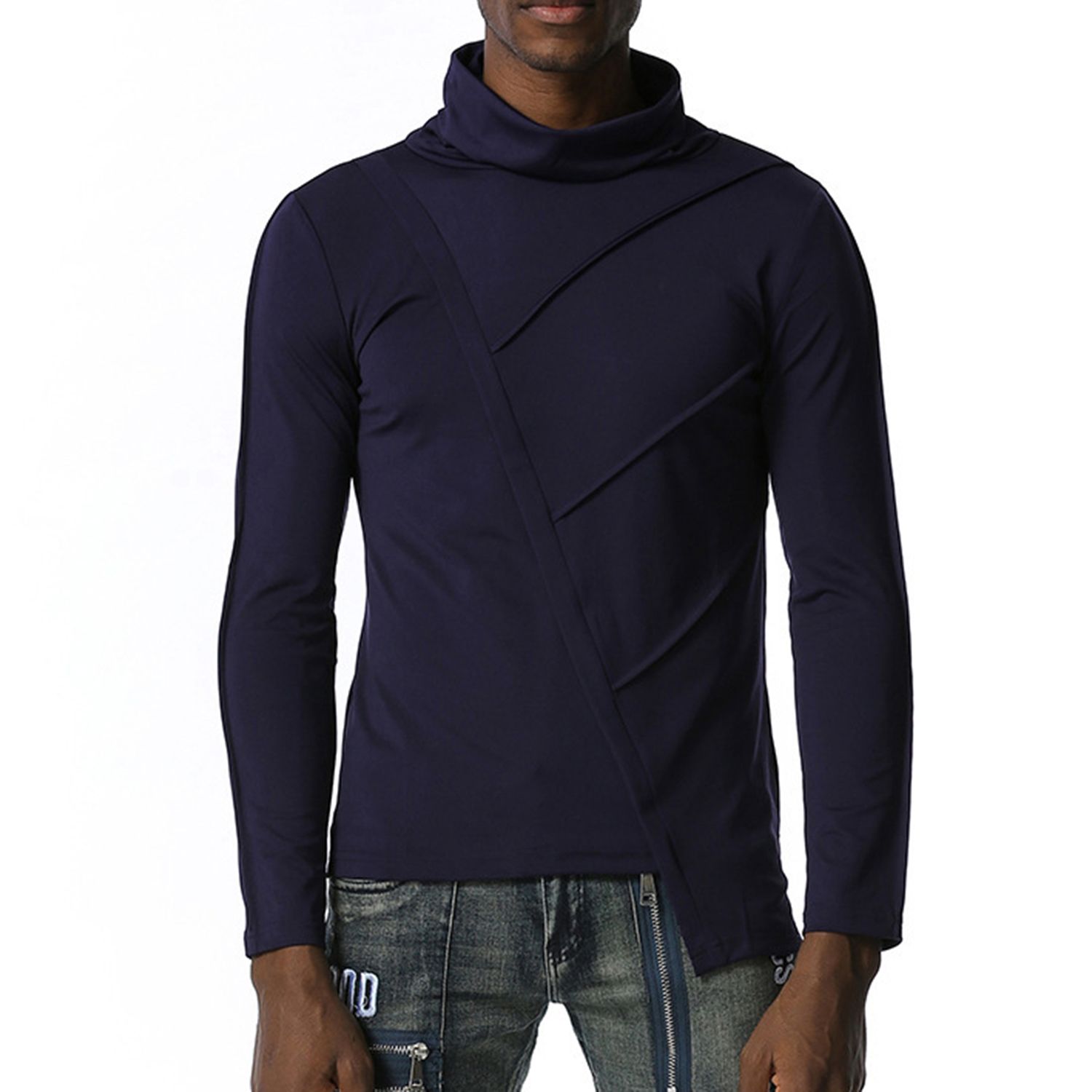 Pullover Top Handsome Turtleneck Solid Color Pullover Top