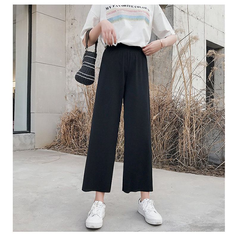 2021 Women’s Loose Pants Solid Color Pleated Elastic Band Sports Long Wild Fashion Pull-On Pants