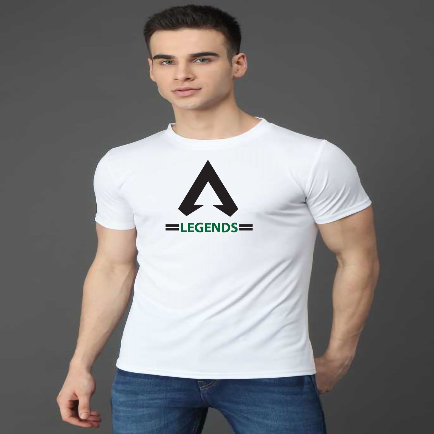 Legends White Color Half Sleeve  T-Shirt  For Men By Tazim Fashion