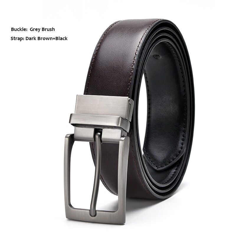 Mens Belt Formal Leather Reversible Buckle Belts Mens Leather Handmade Belt Hot Fashion Cowhide Leather Male Belt Black Color