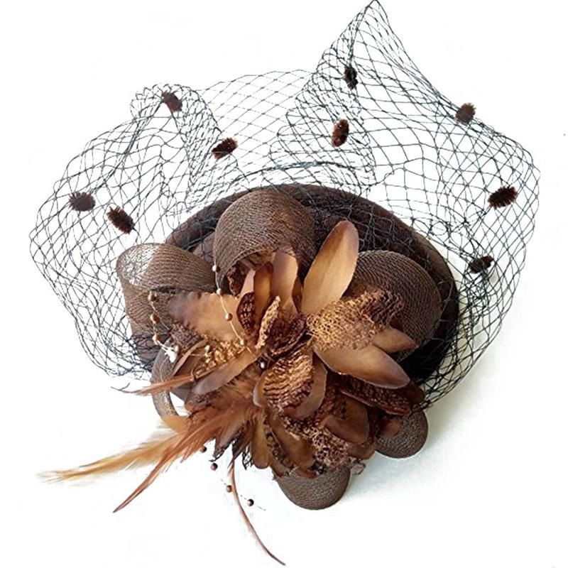 Women Ladies Flower Veil Hair Clip Top Hat Fascinating Stylish Wedding Cocktail Party Hat