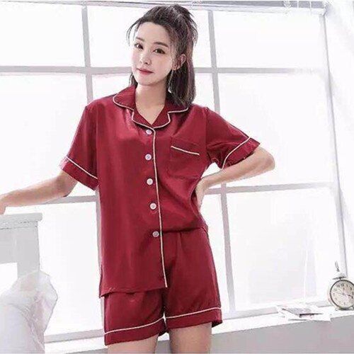Silk Short Pajamas Sleeve Soft Sleepwear Set Pyjamas Women y Summer Two Piece Set Nightgown Plus Size Pyjamas Women Sets