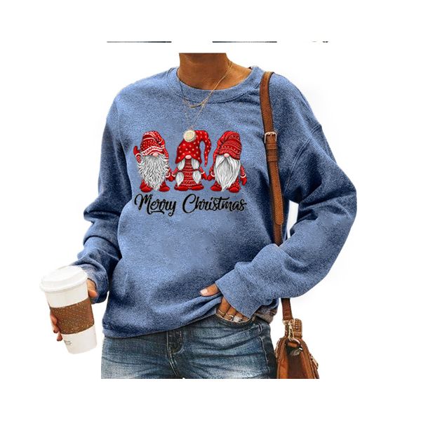 Women Christmas Sweater, Adults Loose Letter Santa Claus Pattern Batwing Sleeve Round Neck Pullover