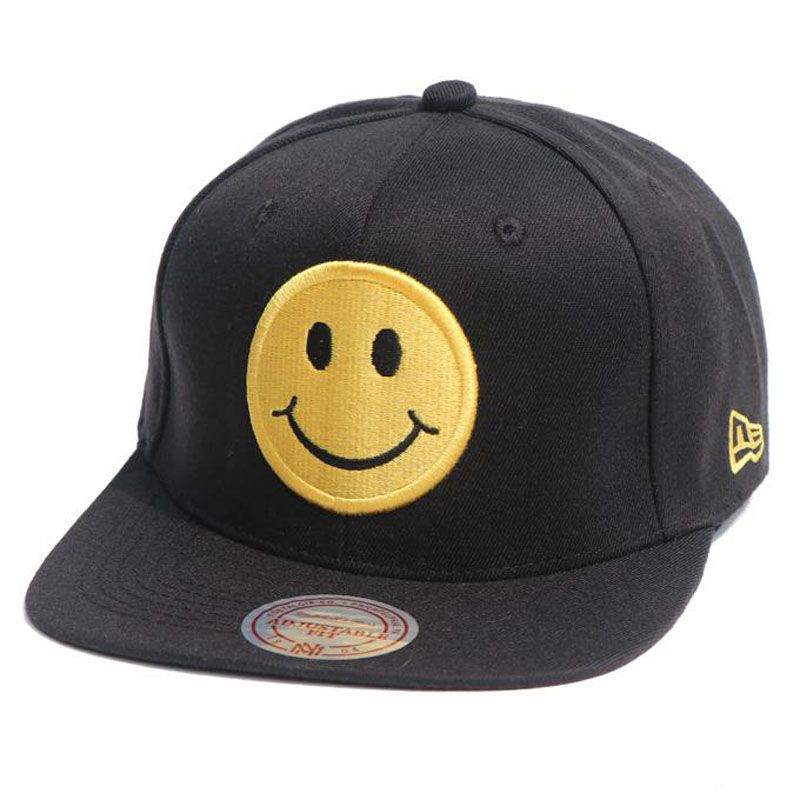 Black Cotton Smile DJ Cap for Men