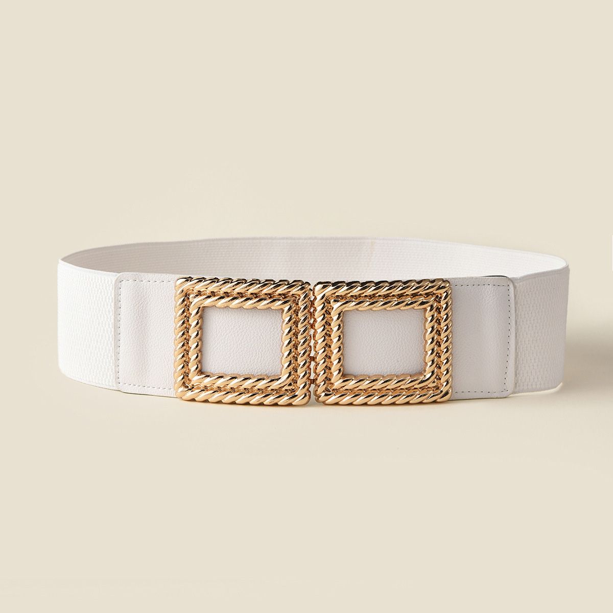 Loldeal 6x65cm Autumn And Winter New Women's Wide Belt Korean Style Elastic Waist Seal Square A Pair Of Buckles Decorative Belt