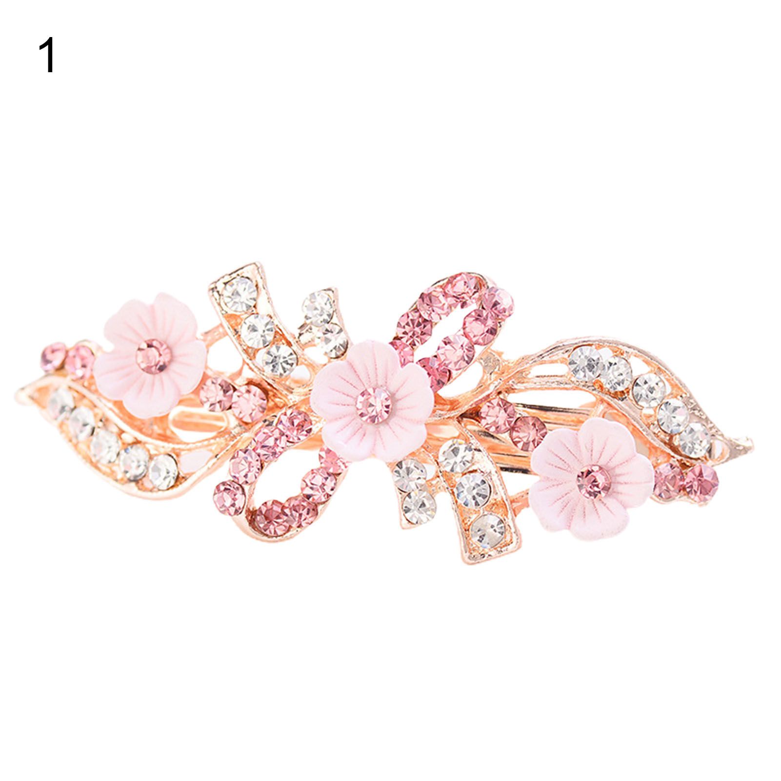 Hair Pin Elastic Flower Decor Shiny Hair Clip