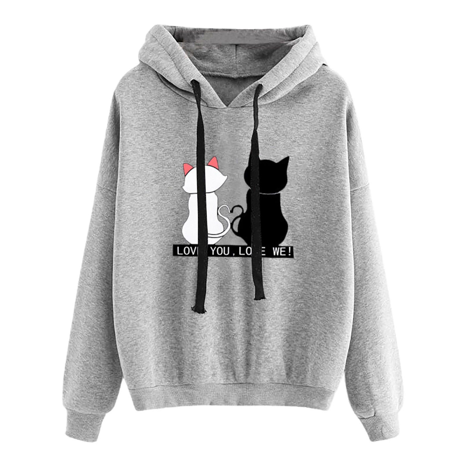 Women Sweatshirt Hooded Pure Color All Match Sweatshirt