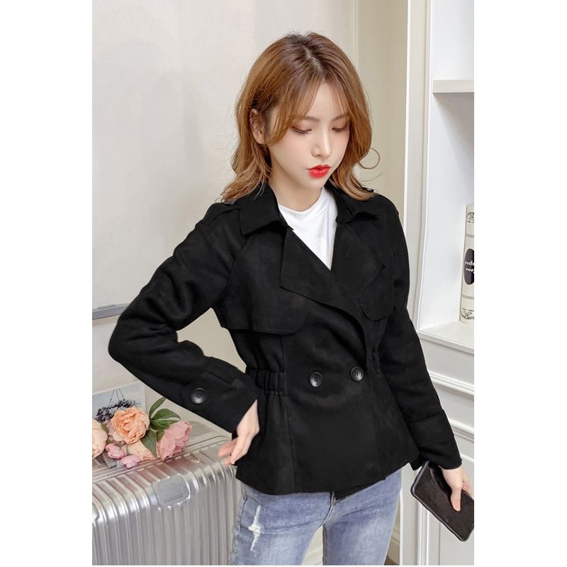Women's Trench Coat Suit Collar Double Breasted Casual Short Windbreaker Spring Autumn Fashion Coat Outerwear Female Tops