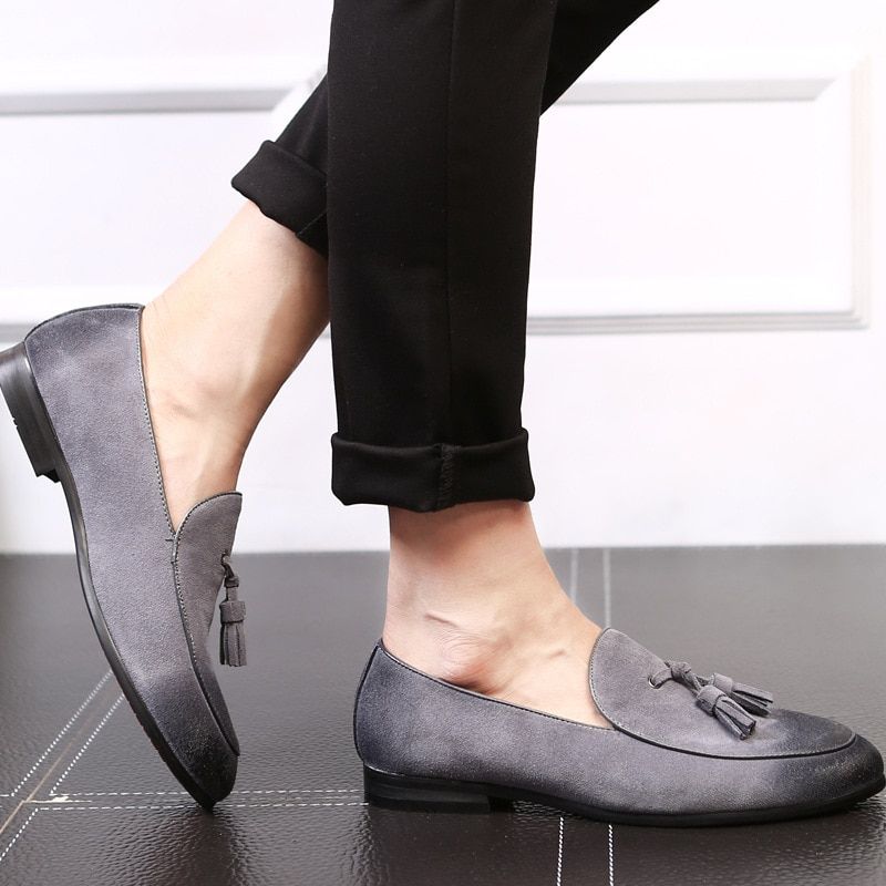 ZERO MSuede Leather Men Shoes Casual Tassel Slip On Loafers Moccasins Soft Breathable Suede Men's Shoes Drivings
