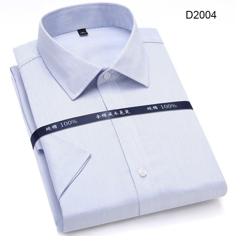 Top Quality Summer Pure Cotton Non Iron Mens Dress Shirts White Short Sleeve Business Office Regular Fit Formal Male Blouse