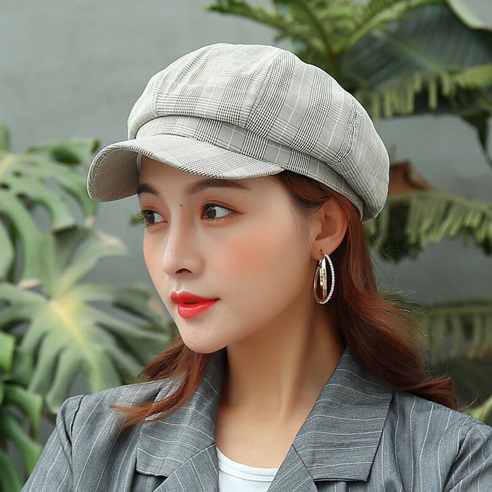 Yfashion Men Women Causal Retro Style All Match Octagonal Cap for Autumn Winter