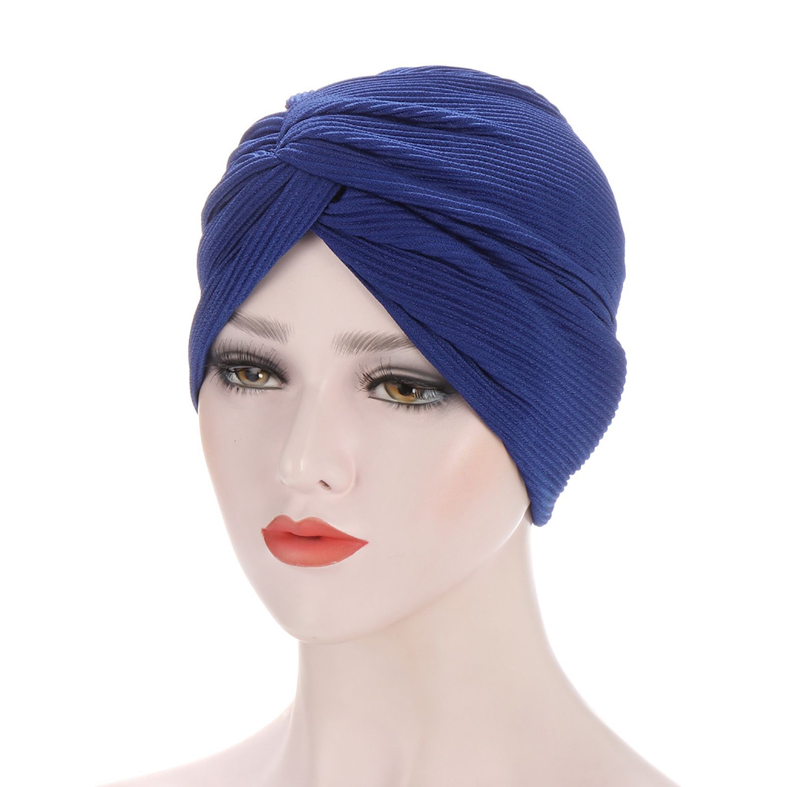 Double Laminated Twisted Turban Cap Fashion Solid Color Hat Headscarf Bonnet