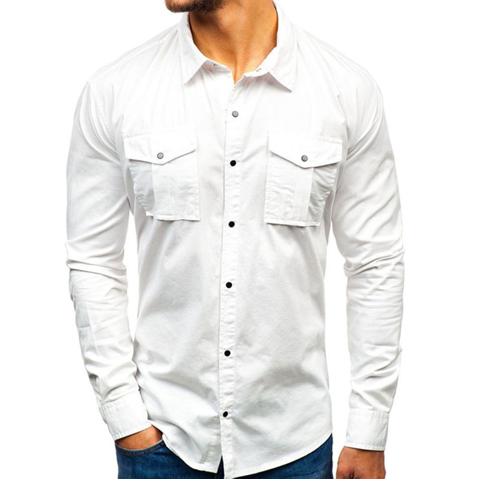 Autumn Shirt Solid Color Casual Men Top