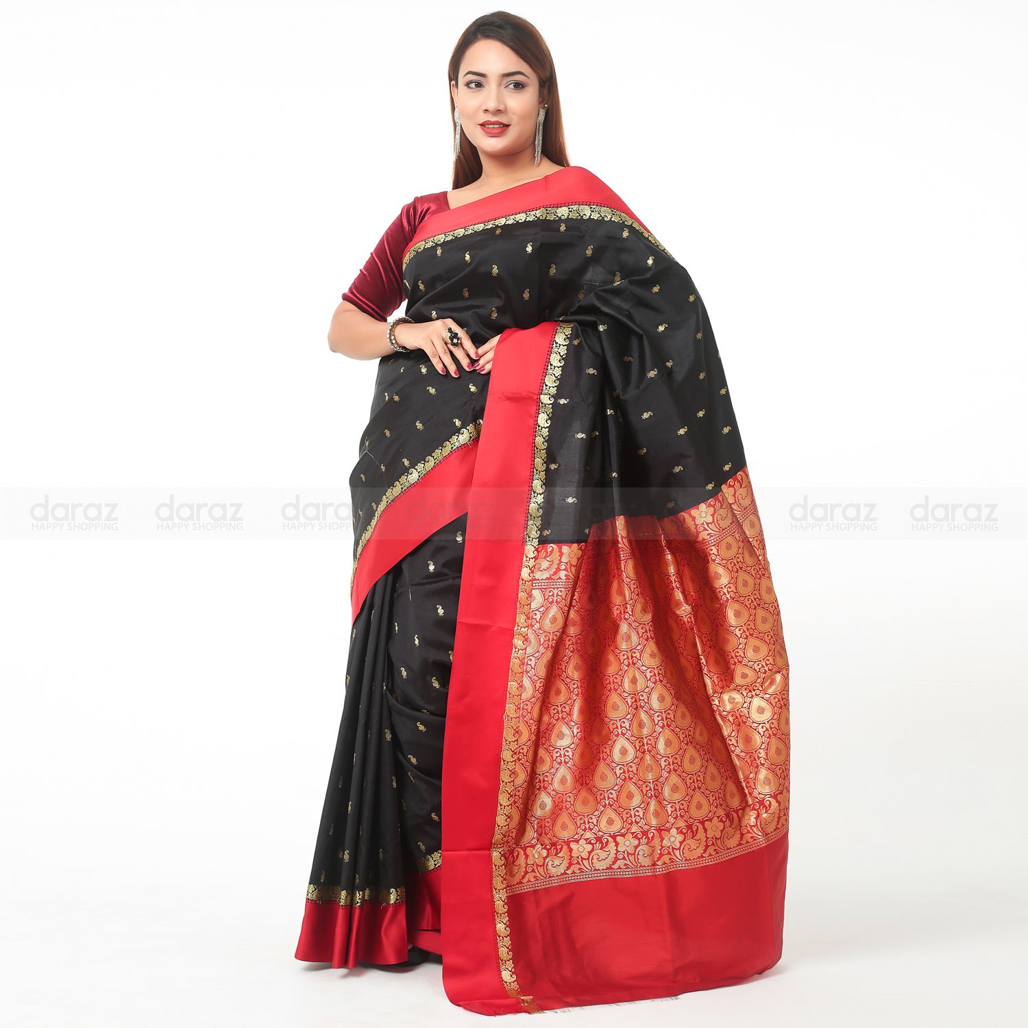 Indian Gorod Sharee With Running Blouse Piece (Jori Sutar Kaj Kora)