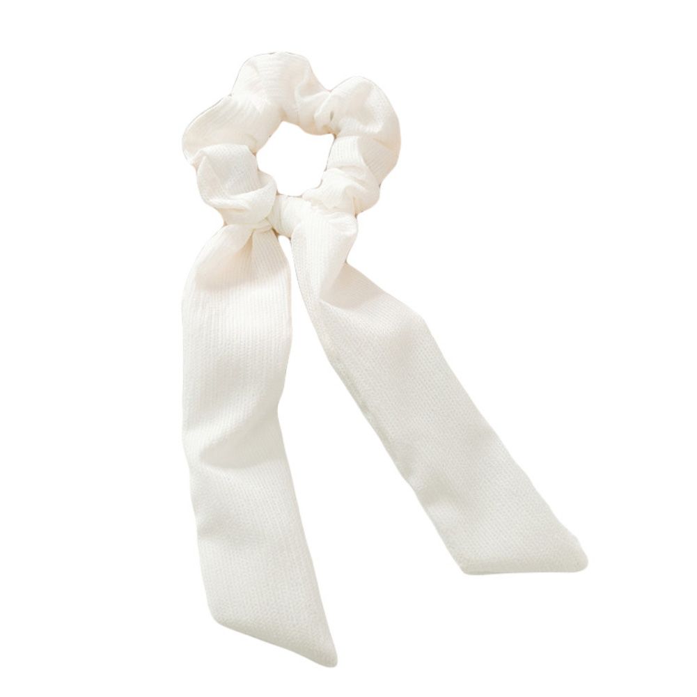 Solid Color Women Knot Bow Long Ribbon Ponytail Holder Hair Rope Accessory