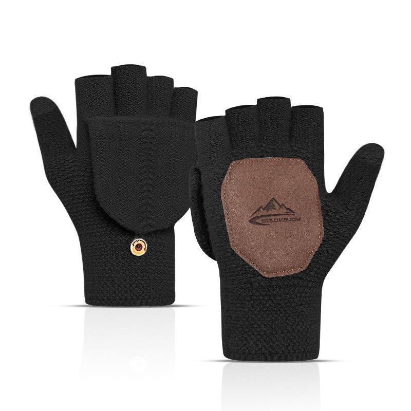Winter New Knitted Warmth and Velvet Thickening Outdoor Mountaineering Skiing Windproof Wear-Resistant Touch Screen Gloves