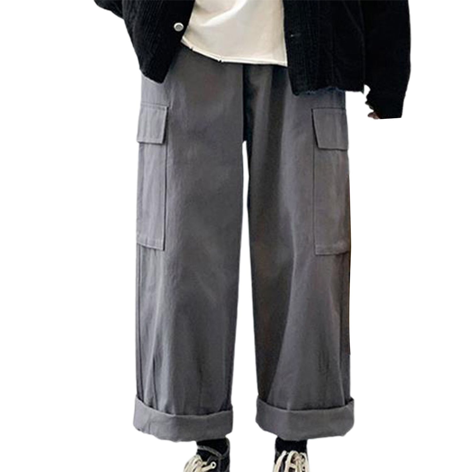 Men Pants Skin-friendly Korean Style Fashion Wide Leg Trousers