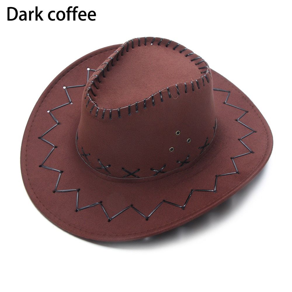 Western Cowboy Hat for Men Women Outdoor Wide Faux Leather Black White Pink Summer Wide Brim Travel