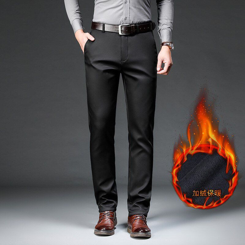 Winter Men Casual Pants Business Fashion Classic Style Suit Pants Thicken Warm Stretch Trousers Male  Plus Size 28-42