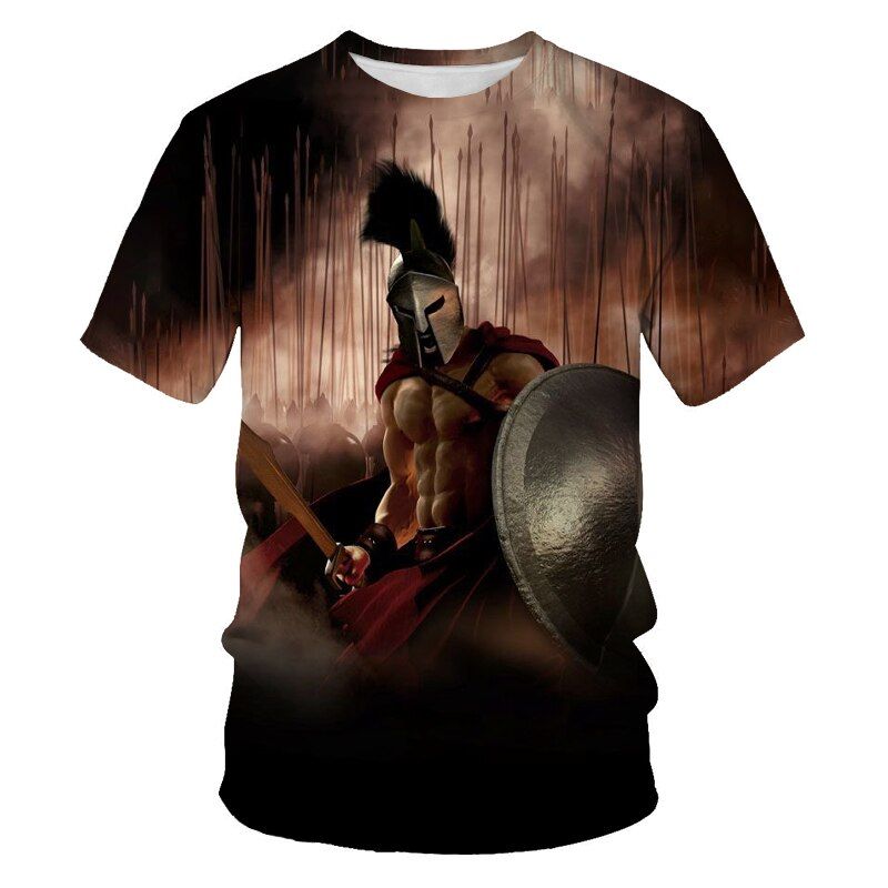 Summer fashion cartoon character 3D printing pattern T-shirt casual men's short-sleeved Harajuku handsome T-shirt