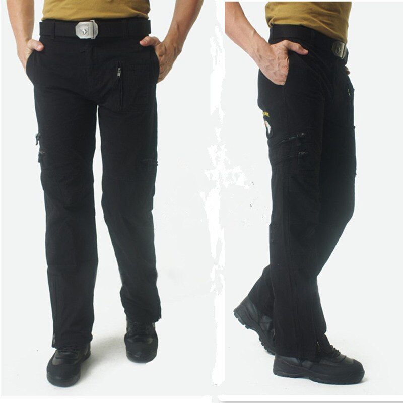 TACTICAL PANTS Airborne Jeans Trouser Male Casual Plus Size Cotton baggycket  Style  CARGO PANTS Men