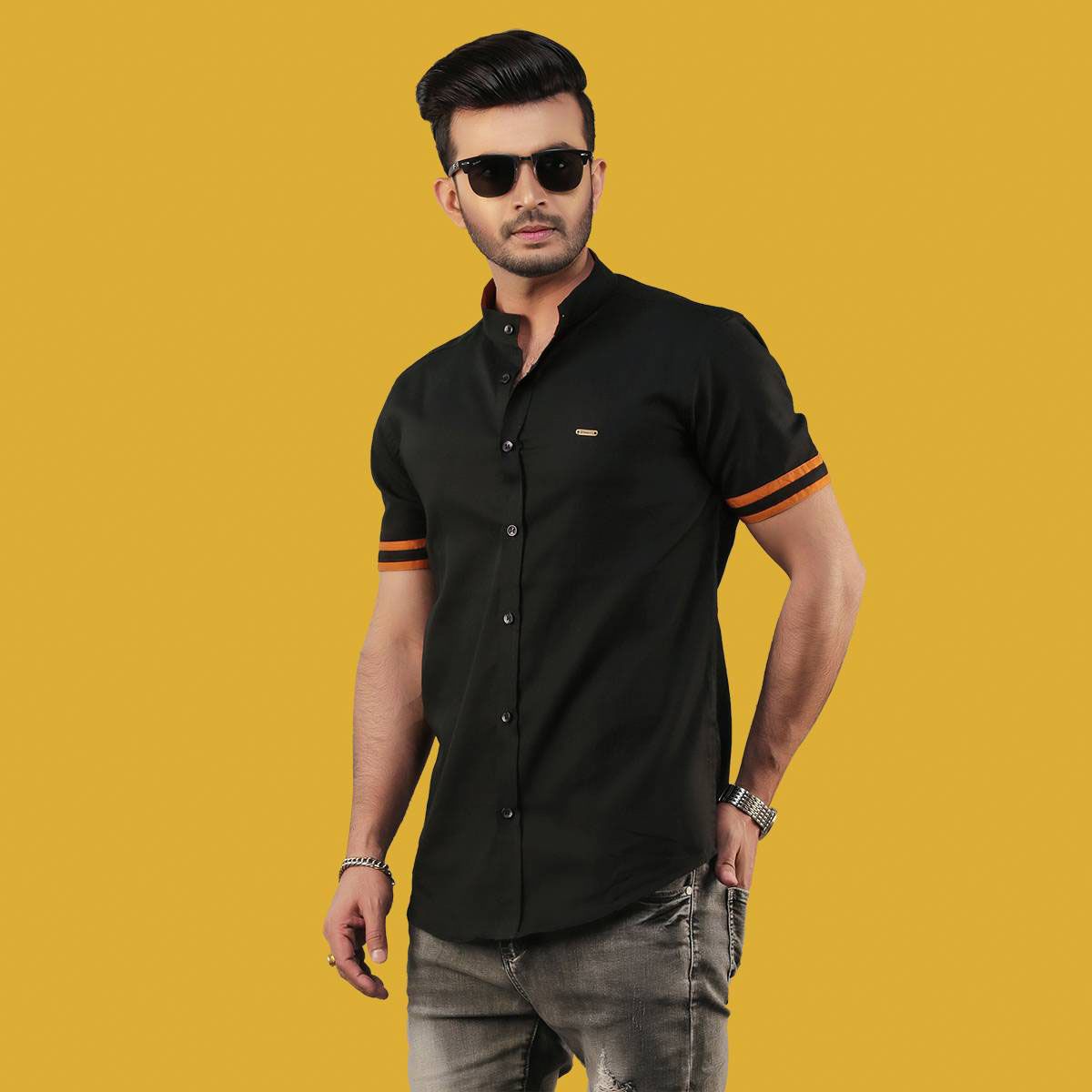 Black Cotton Casual Shirt for Men-1139S