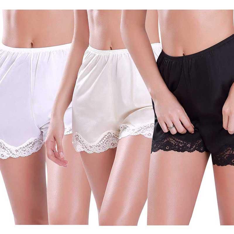 CANIS NEW Women's Premium Nylon Daywear Bloomer Slip Sleep Pants With Lace Trim M-XXXL
