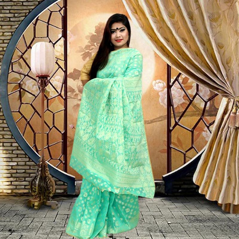 Jamdani Quality Half Silk Sharee Without Blouse Piece For Women