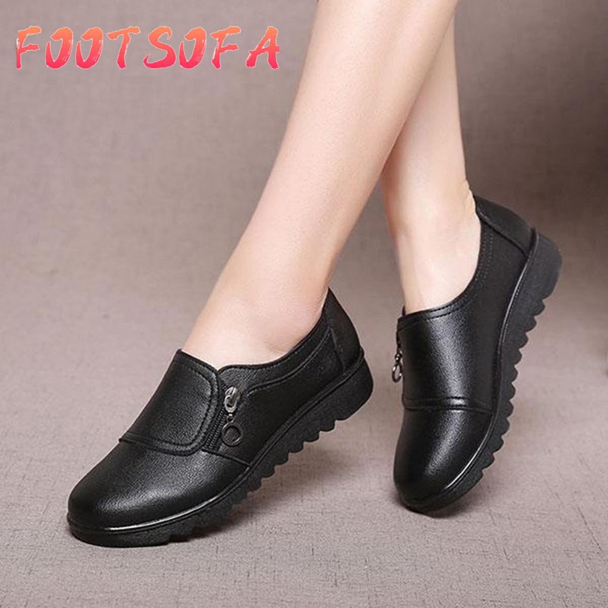 Fashion Women New Casual Leather Slip On Outdoor Flat Loafers Boat Shoes - intl