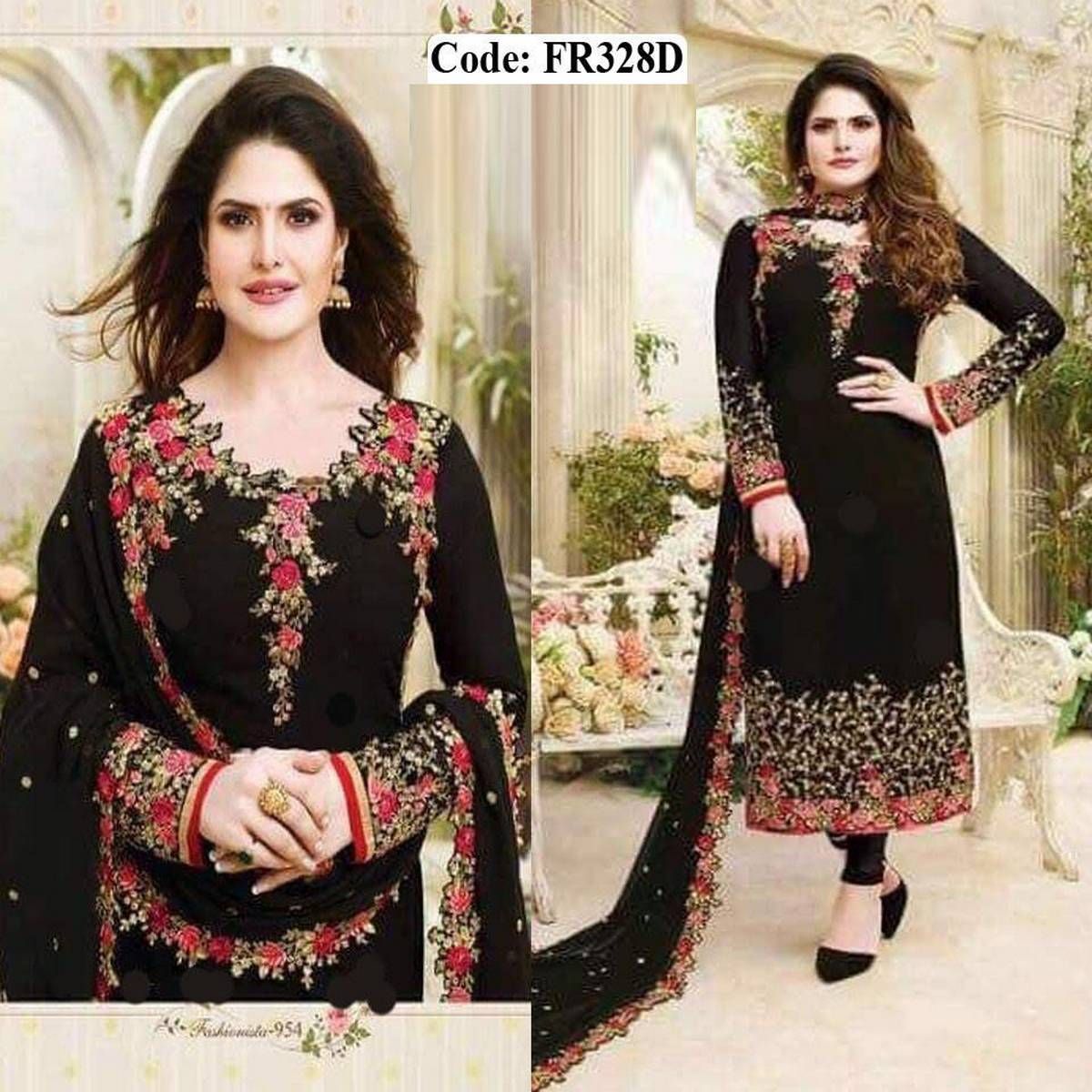 Indian/Pakistani New Degsing  Weightless Georgette Salwar Kameez Three Piece Semi-Stitched Embroidery Work Free Size - Party/Wedding Wear Suits for Women