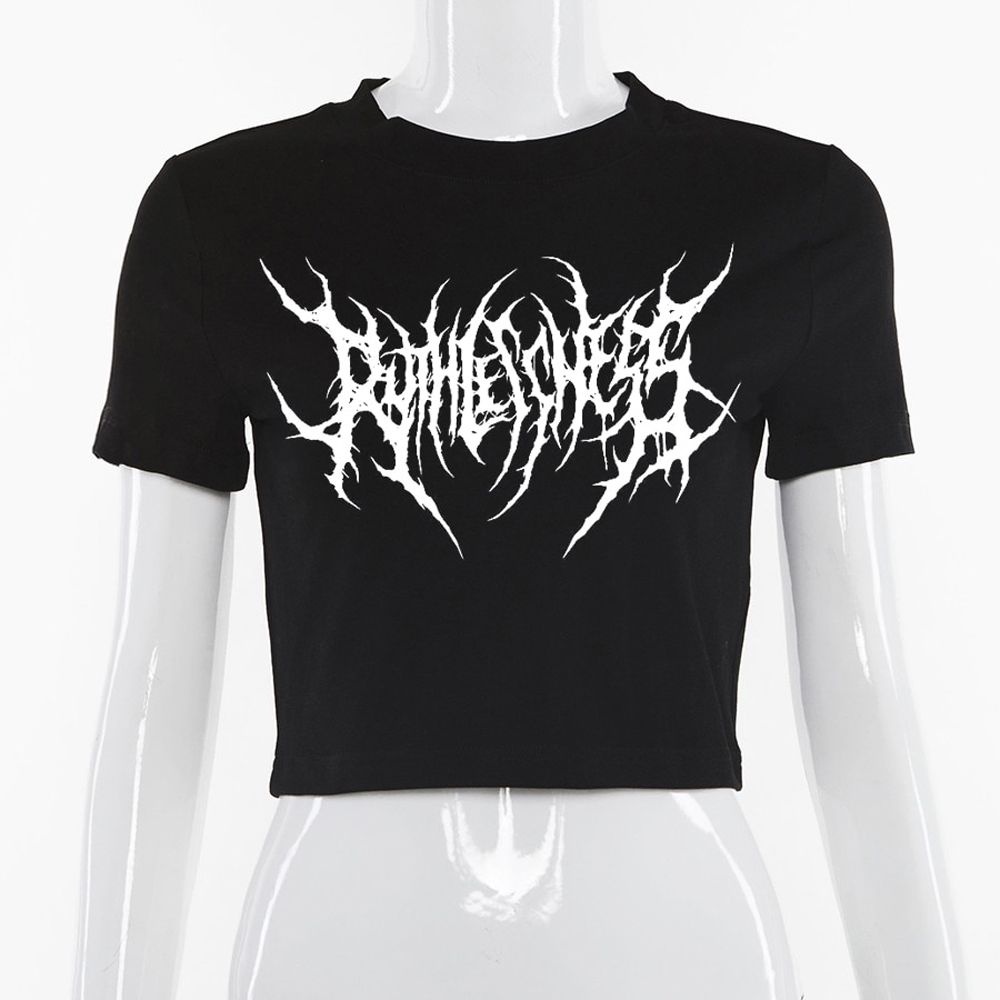 Y2k Crop top Harajuku brown t-shirt female  anime Goth print spring and summer new fashion T-shirt women Tops 2021 New