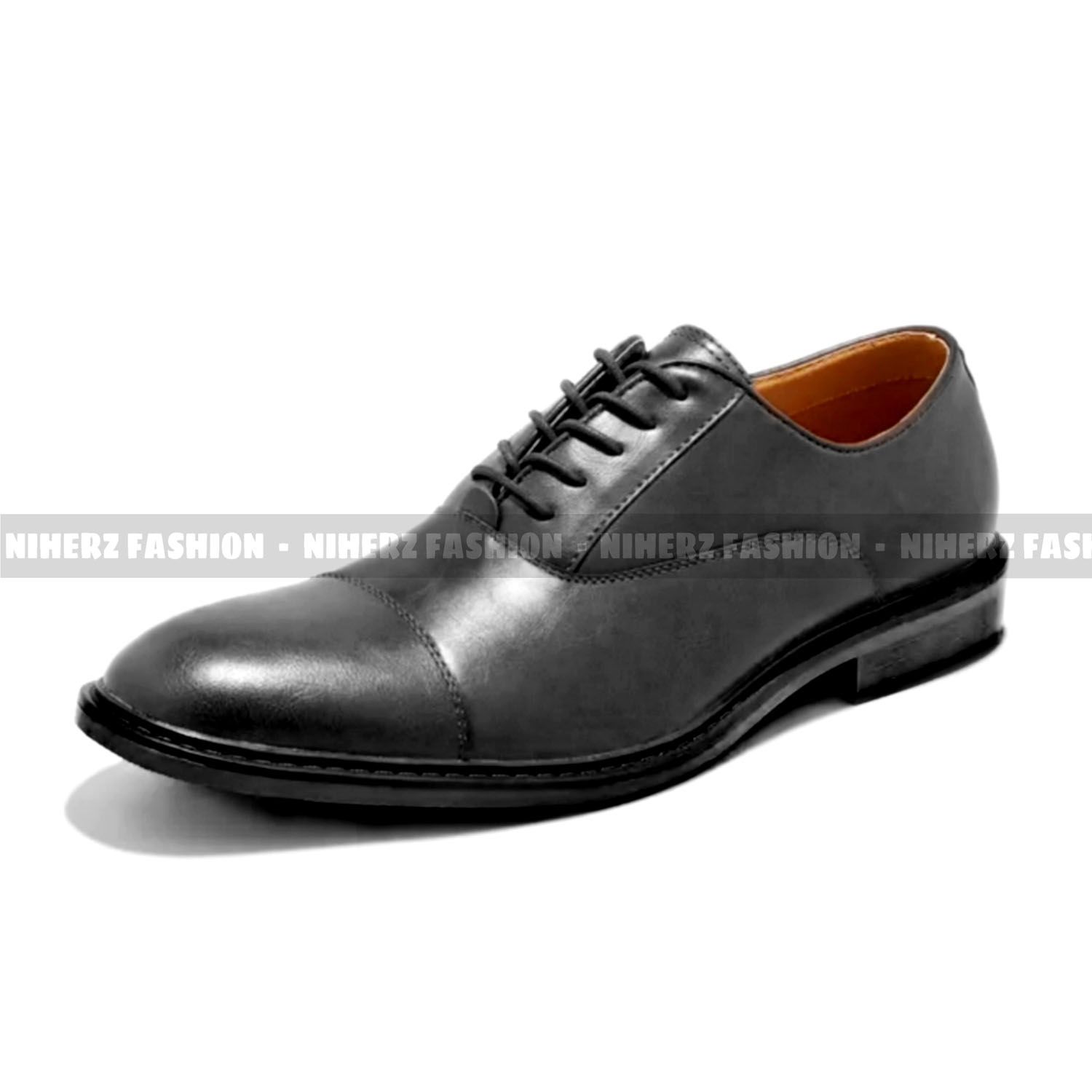 Hybrid Oxford Shoes Leather Fresh Looking - Black-With 1 Pair Socks free