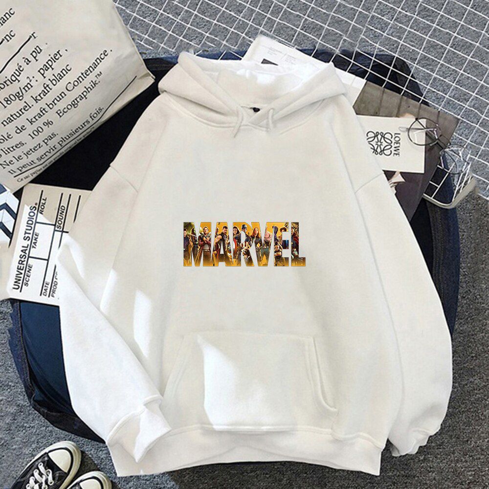 Autumn Marvel Men's Hoodies Kawaii Hooded Pullover Clothes Cartoons Harajuku Women Plus Velvet Fashion Femme Male Sweatshirt