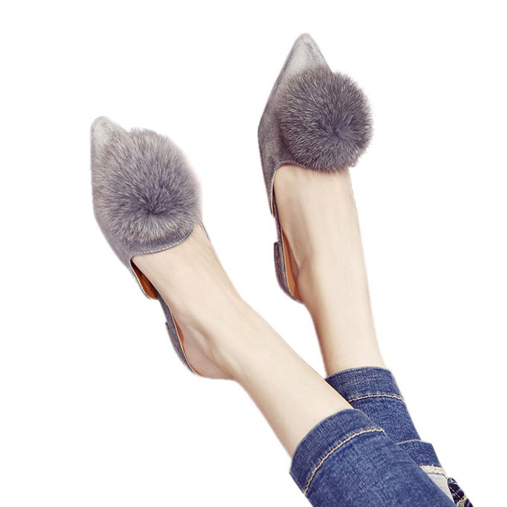 Shoes Autumn Slippers FemaleBall Thick With Pointed Slippers Lazy Slippers