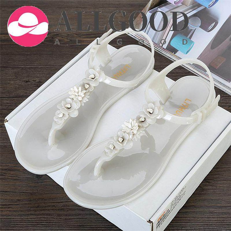 Flip Flops Sandals Women Flat Sandal Summer Beach Slippers With Flower Solid Casual Jelly Shoes For Girl/Lady F1121-25