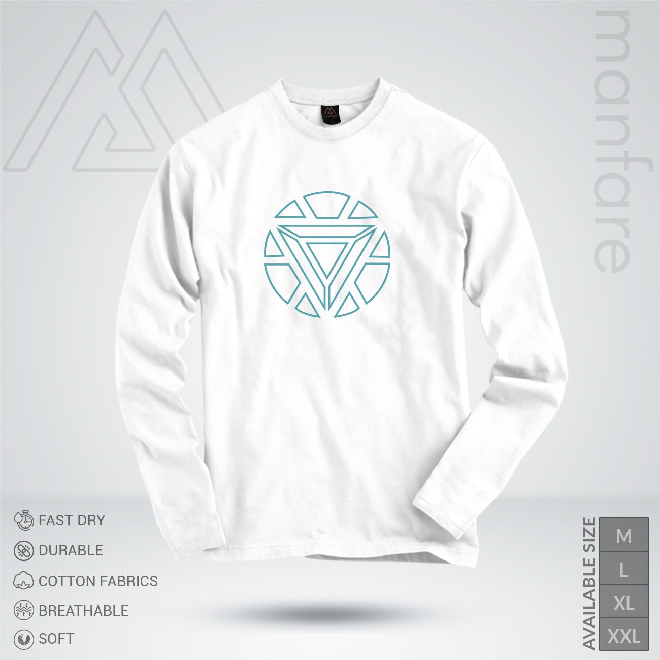 Tony Stark Logo - Manfare's Long Sleeve T Shirt For Men (MF-232-L)T Shirt For Man - T Shirt For Man