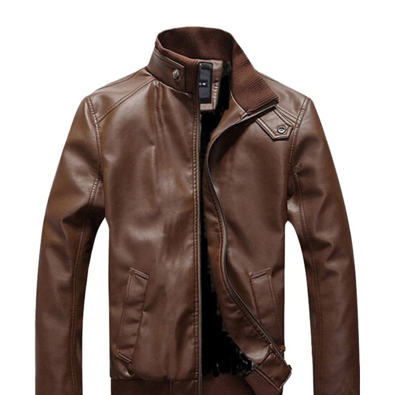 Faux Leather Motorcycle Jacket for Men