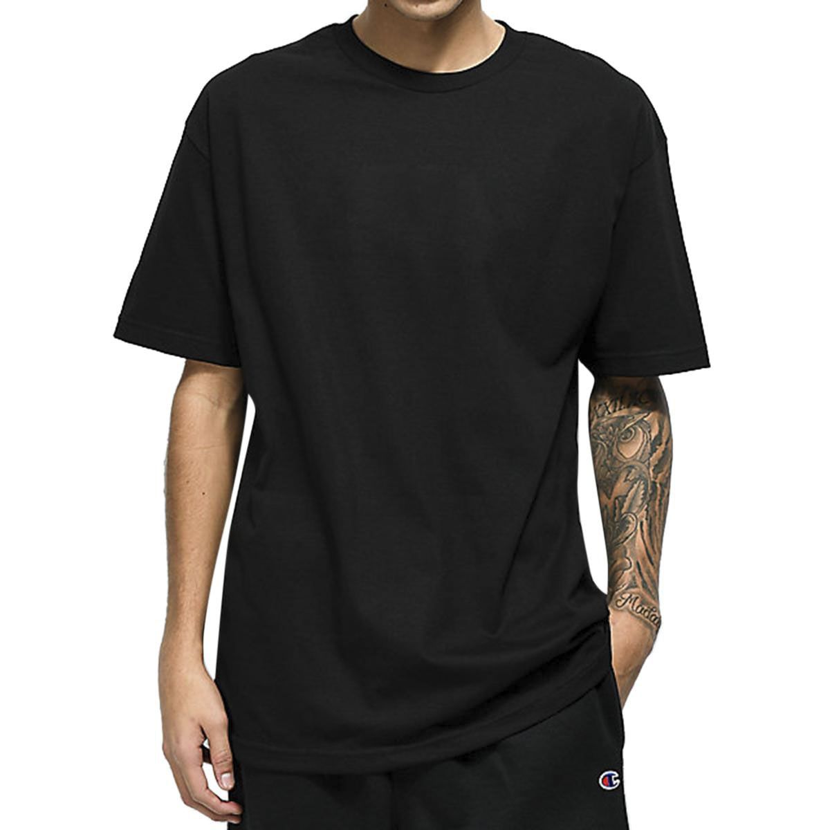 Black Cotton Solid Round Neck T-Shirt for Men