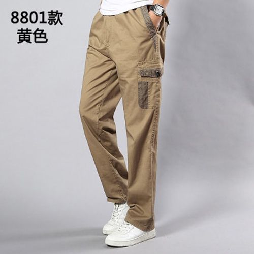 Large Size 5XL 135KG Men Summer Cargo Pants Stretch Trousers  Safari Style cket Khaki Straight Pants