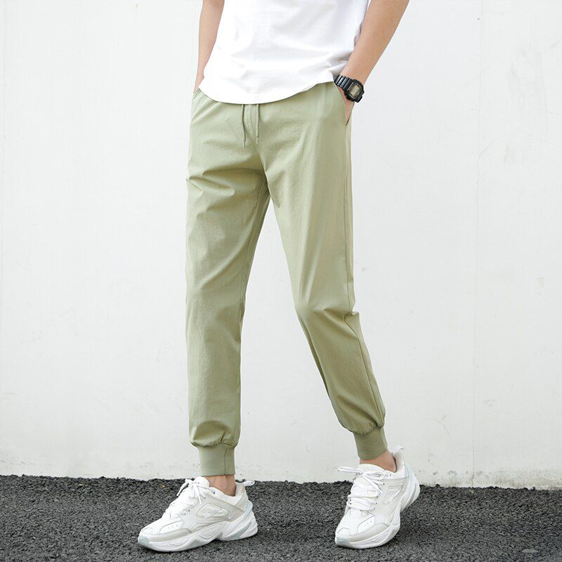 Summer Pants Men Ultra-Thin Joggers Sweatpants Fashion Casual Fitness Trousers Breathable Quick Dry Ice Silk Men's Pants