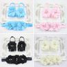 Cute Newborn Baby Infant Girl Rose Flower Headband + Barefoot Ring Sandals Shoes