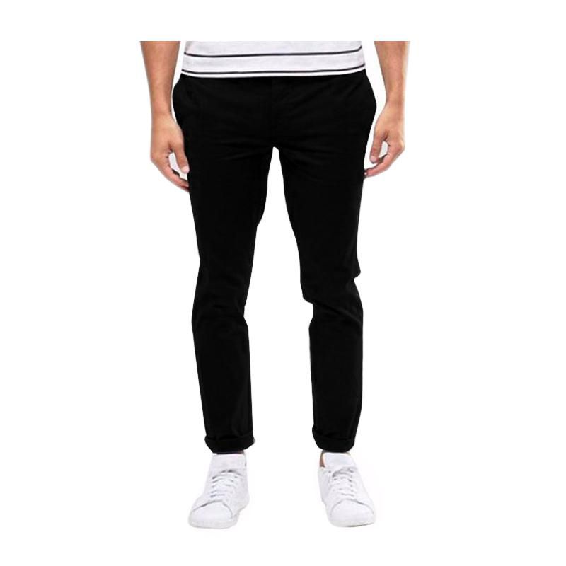 Black Semi Narrow Non-Stretch Gabardine Pant for Men